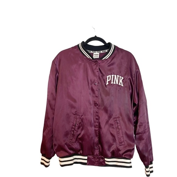 Pink Victoria Secret Love PINK Purple/Maroon Lightweight Bomber Jacket - Picture 7 of 7